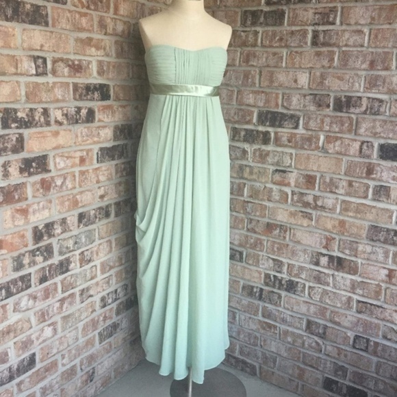EUC BILL Levkoff Pleated Strapless Gown Mint 6 - Picture 1 of 6